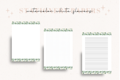 White Flowers Stationery Papers