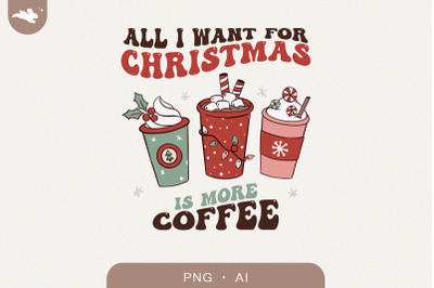 All I want for Christmas is more coffee  PNG Sign