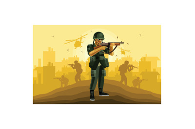 Soldier Character Graphics Vector Illustration