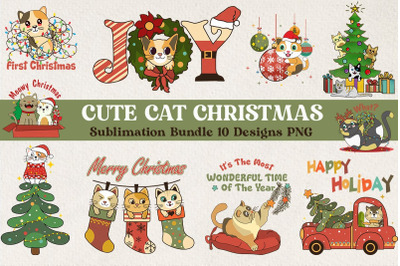 Cute Christmas Cat Sublimation Bundle
