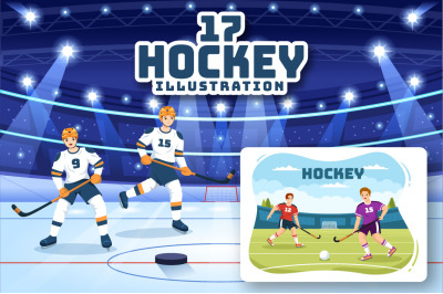 17 Hockey Player Sport Illustration