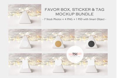 Favor Box / Sticker / Tag Mockup Bundle