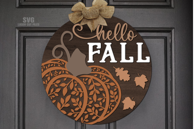 Hello Fall Sign SVG | Pumpkin SVG Laser Cut Files