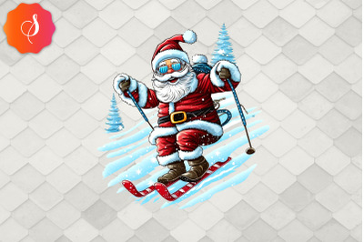 Funny Skiing Santa Claus Christmas