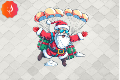 Funny Skydiving Santa Claus Christmas