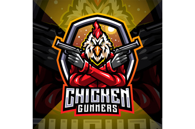 Chicken gunners mascot logo design