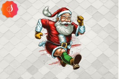 Funny Running Santa Claus Christmas