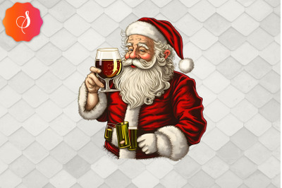 Drinking Wine Santa Claus Christmas