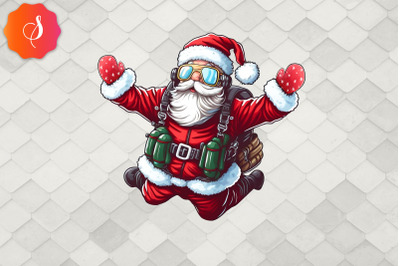 Santa Claus Skydiving Funny Christmas