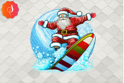 Surfing Santa Claus Funny Christmas