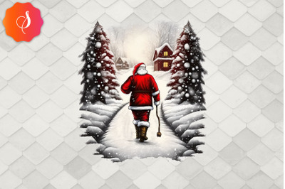 Walking Home Santa Claus Funny Christmas