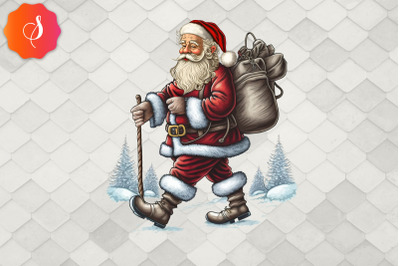 Treking Santa Claus Funny Christmas