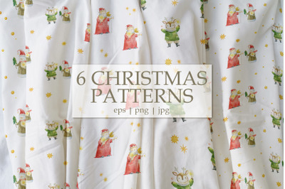 NEW YEAR, CHRISTMAS SEAMLESS WATERCOLOR PATTERN BABY ROOM