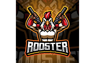 Ninja rooster esport mascot logo design