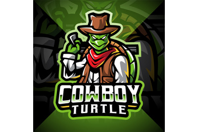 Cowboy turtle esport mascot logo design