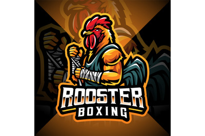 Rooster boxing esport mascot logo design