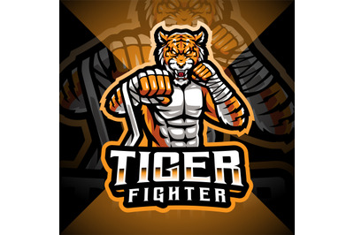 Tiger fighter esport mascot logo design