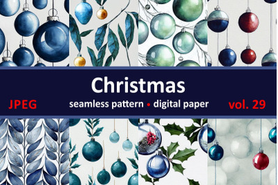 Blue Christmas decorations Seamless pattern Vintage motif