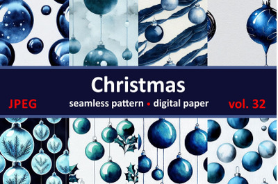 Blue Christmas decorations Seamless pattern Vintage motif