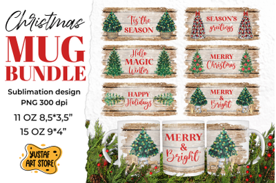 Rustic Christmas mug sublimation Bundle 6 PNG design