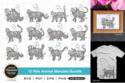 Animal Mandala Bundle, Cat Series 01