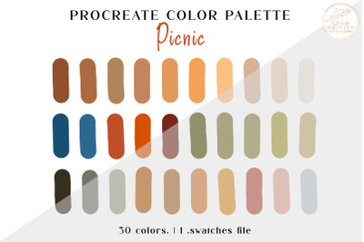 Boho Procreate Color Swatches. Bright Color Palette - Picnic