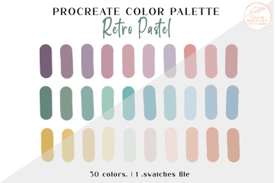Pastel Procreate Color Palette. Soft Retro Color Swatches