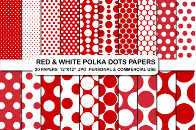 Red polka dot digital papers Polka dots backgrounds