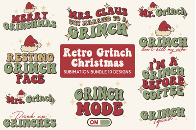 Retro Grinch Christmas Sublimation Bundle