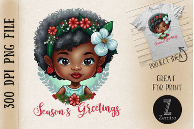 Season&#039;s Greetings Black Baby Girl