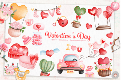 Watercolor Valentine day Decoration Elements | Valentine Ornament