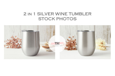2 in 1 Silver Wine Tumbler Photo Bundle
