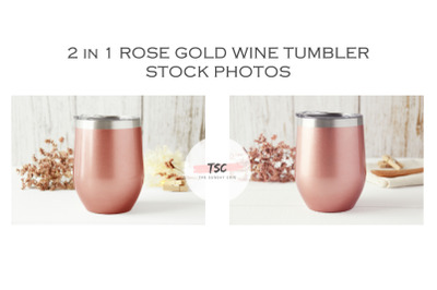 2 in 1 Rose Gold Wine Tumbler Photo Bundle