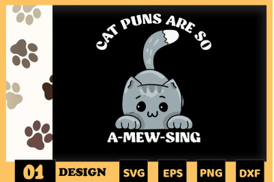 Animal Puns Cat A-Mew-Sing Funny