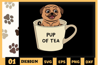 Animal Puns Pup Of Tea Funny