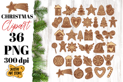 Christmas Gingerbread cookie clipart. 36 PNG bakery clipart