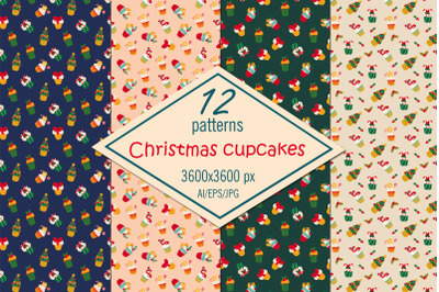 Christmas cupcakes digital paper /seamless patterns