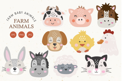 Farm animals clipart, Cute Animals clipart, Farm Clipart