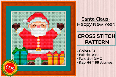 Santa Claus Cross Stitch Pattern | Happy New Year