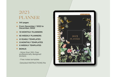 2023 digital planner (botanical theme)/ Goodnotes planner/ 2023 planne