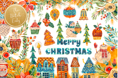 Festive Christmas Street Clipart Set