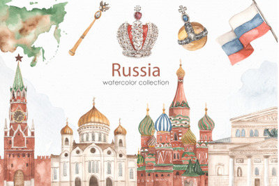 Russia watercolor collection