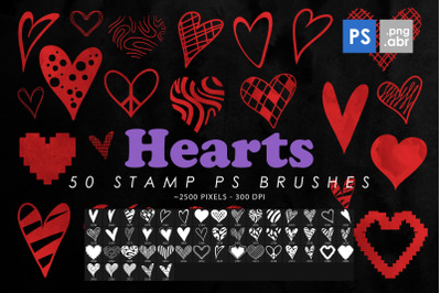 50 Hearts Photoshop Stamp Brushes