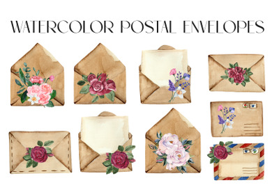 Watercolor mail envelopes png