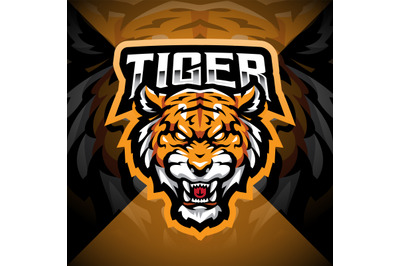 Tiger head esport mascot logo design