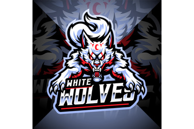 White wolf esport mascot logo design