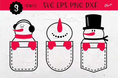 Snowman in Pocket SVG. Christmas Pocket Design SVG