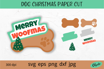 Dog Christmas Paper Cut. Dog Christmas SVG. Merry Woofmas