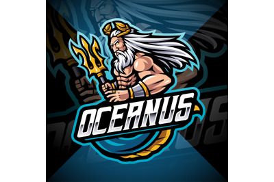 Oceanus god esport mascot logo design