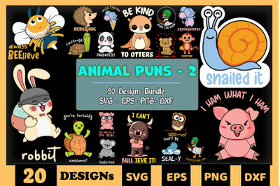 Animal Puns Bundle SVG 20 designs VOL.2